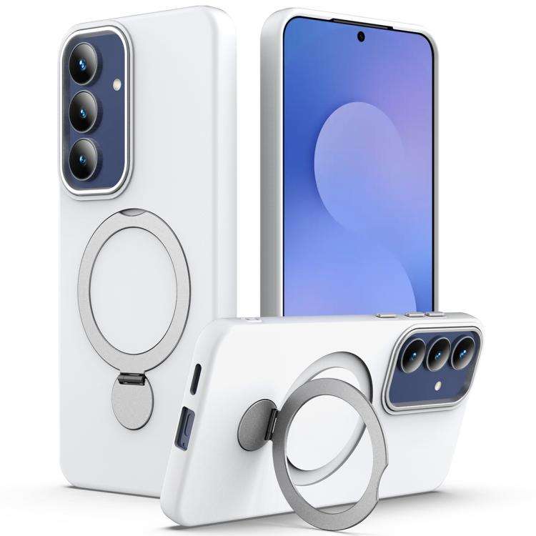 For Samsung Galaxy S25 FE 5G Gen1.5 Pivot Ring Holder TPU Hybrid PC Phone Case(White)