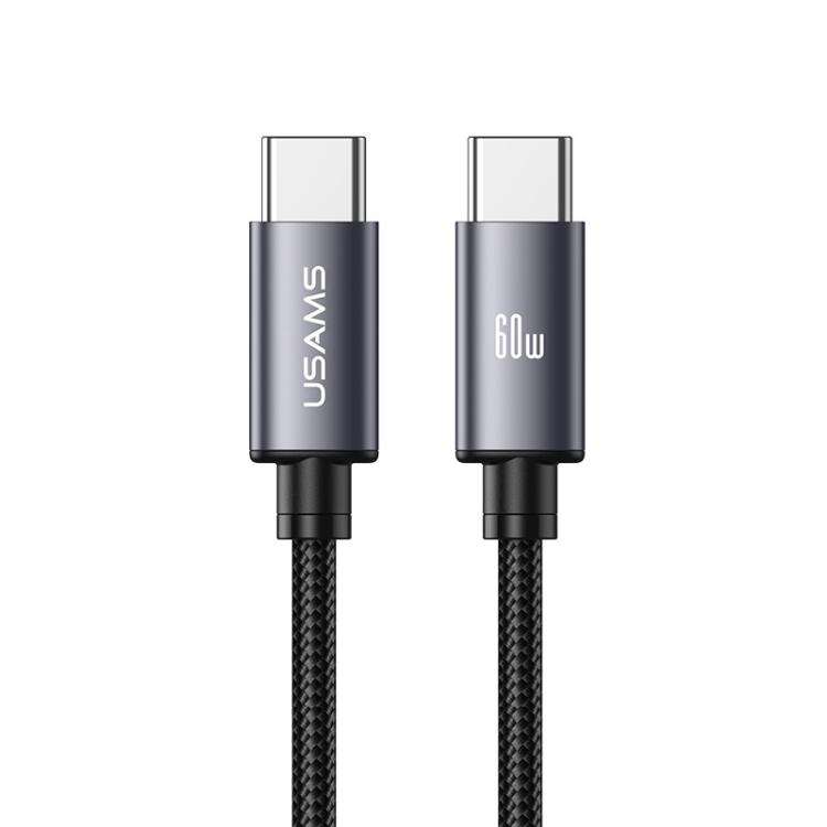 USAMS SJ769 U91 60W Type-C to Type-C Aluminum Alloy Fast Charging Data Cable, Leng ... (Gun Color)