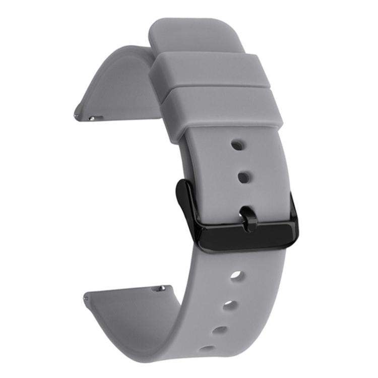 20mm xDfind Stainless Steel Black Pin Buckle Solid Color Silicone Waterproof Watch Band(Grey)