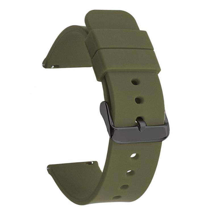 20mm xDfind Stainless Steel Black Pin Buckle Solid Color Silicone Waterproof Watc ... (Army Green)