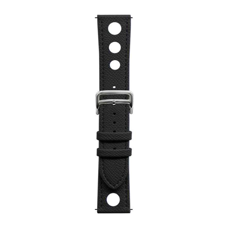 20mm xDfind Flat-head Hole Palm Texture Vegan Leather Watch Band(Black)