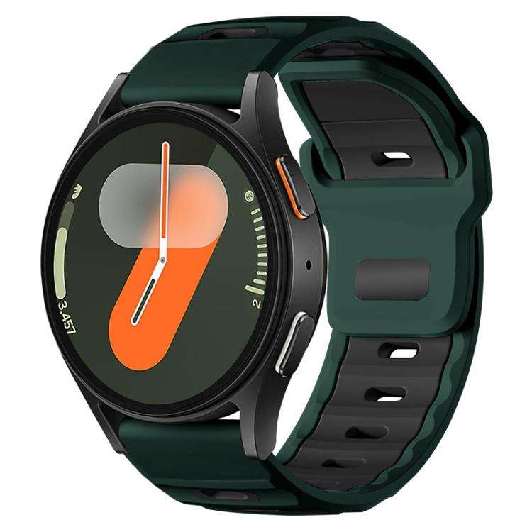 20mm xDfind Flat-head Dual-color Silicone Watch Band(Wilderness Green+Black)