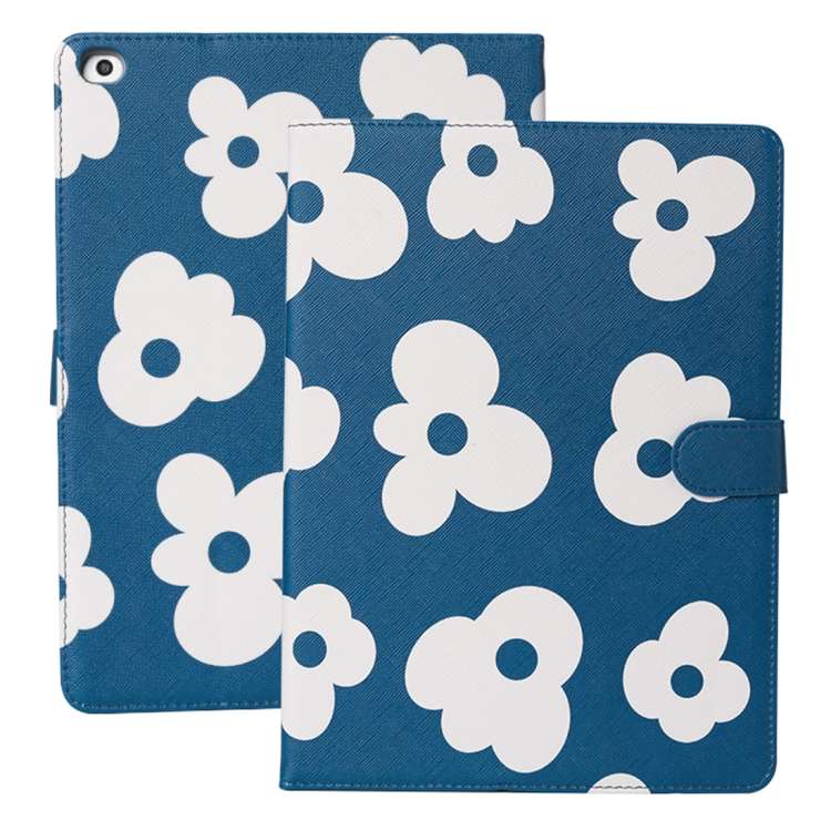 Flower Pattern Horizontal Flip Leather Case with Holder & Sleep / Wake-up Function For ... (Blue)