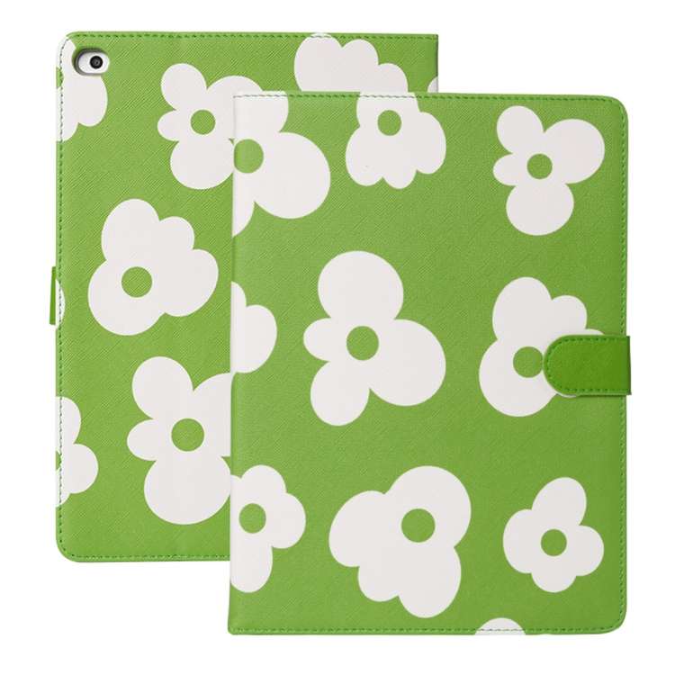 Flower Pattern Horizontal Flip Leather Case with Holder & Sleep / Wake-up Function For ... (Green)