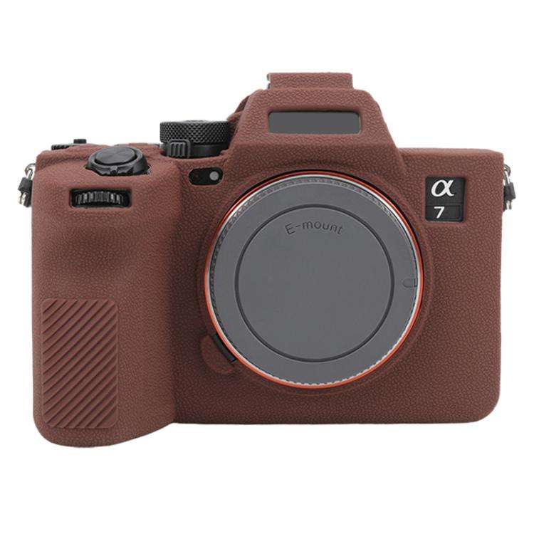 For Sony Alpha 7 V / ILCE-7M5 Litchi Texture Soft Silicone Protective Case(Coffee)
