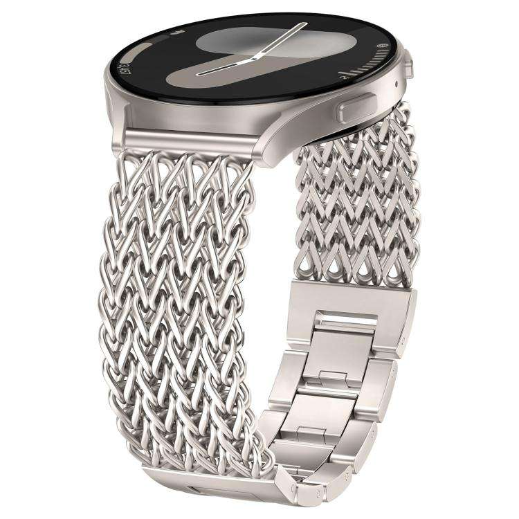 22mm xDfind Flat Head Herringbone Braided Stainless Steel Watch Band(Starlight)