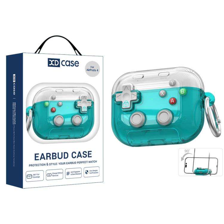 For AirPods 4 XDcase Transparent Retro Game Console Design Earbuds Case wi ... (Transparent Green)