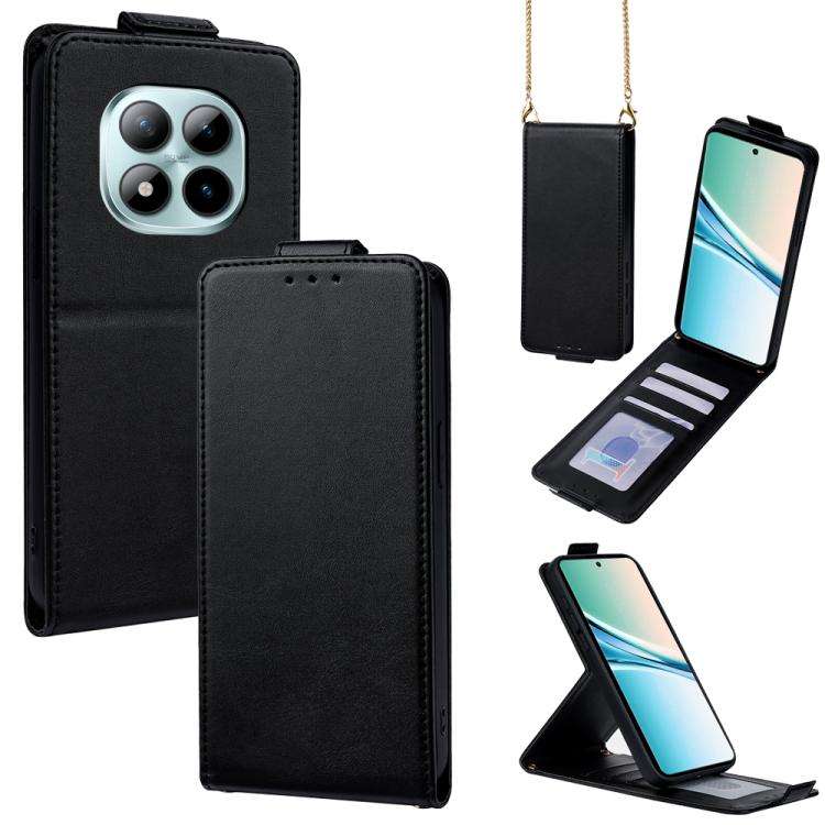 For Redmi Note 15 4G / 5G Global 164mm Vertical Flip Cover Solid Color Vegan Leather P ... (Black)
