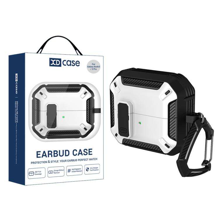 For Samsung Galaxy Buds3 / 3 Pro / 3 FE XDcase Solid Color Security Lock Earbuds Case ... (White)