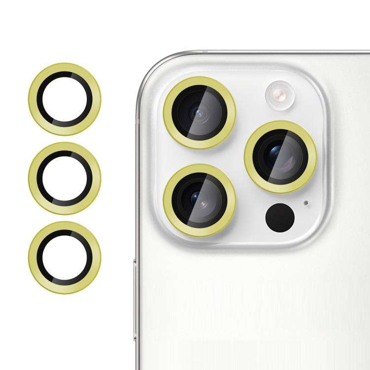 For iPhone 15 Pro / 15 Pro Max Kalebol No Flicker Ultra-Thin Individual Camera Lens Tem ... (Gold)