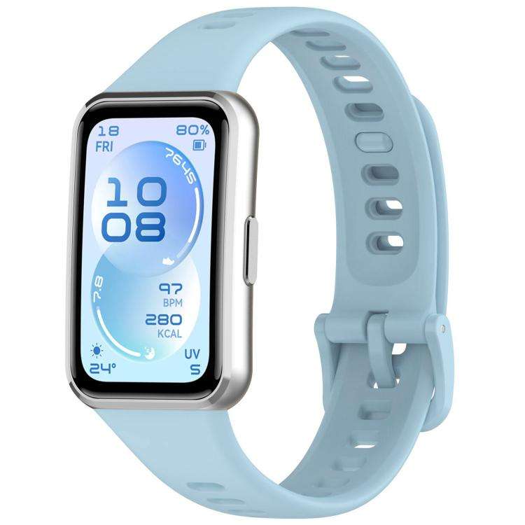 For Huawei Band 11 Pro / 11 xDfind Smooth Solid-Color Breathable Silicone Watch Band(Light Blue)