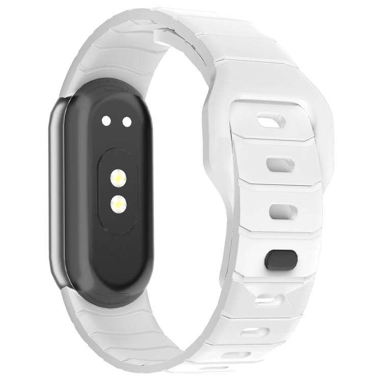For Xiaomi Smart Band 10 / 9 / 8 xDfind Armor-Style Reverse Buckle Silicone Watch Band(White)