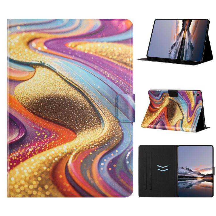 For Xiaomi Redmi Pad 2 2025 Litchi Texture Voltage Painted Vegan Leather Smart ... (Golden Sands)