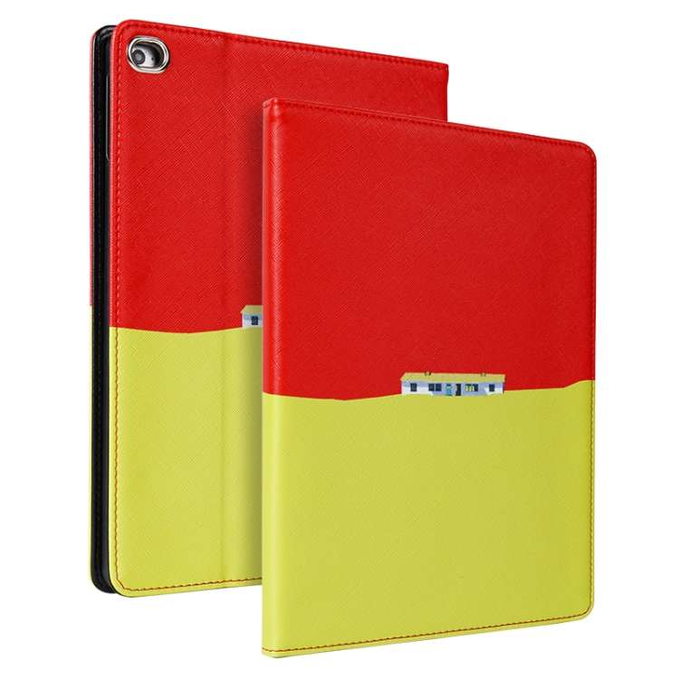 Contrast Color PU Leather Horizontal Flip Leather Case with Holder & Sleep / Wake ... (Red Yellow)