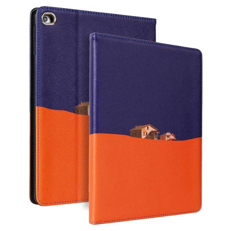 Contrast Color PU Leather Horizontal Flip Leather Case with Holder & Sleep / W ... (Purple Orange)