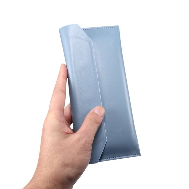Magnetic Genuine Leather Horizontal Flip Protective Case for 6.1-6.7 inch Smartphones(Light Blue)