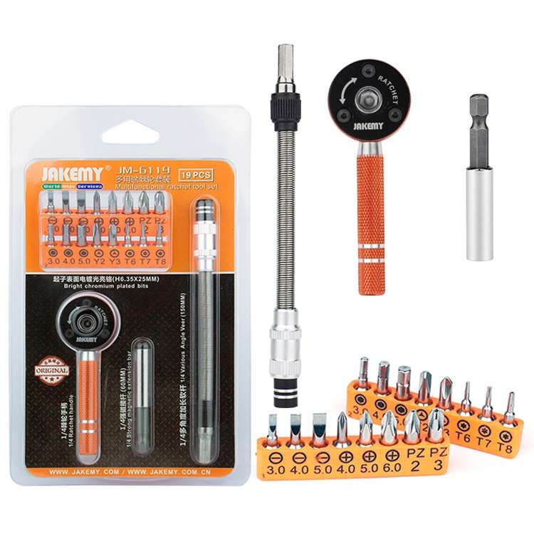JAKEMY JM-6119 19 in 1 Multipurpose Precision Screwdriver Ratchet Repair Tools Kit for Tablets & M