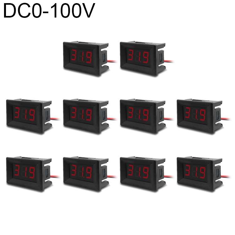 10 PCS 0.36 inch 3 Wires Digital Voltage Meter with Shell, Color Light Display, Measure ... (Red)