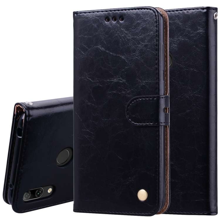 Business Style Oil Wax Texture Horizontal Flip Leather Case for Huawei Y7 (2019), with ... (Black)