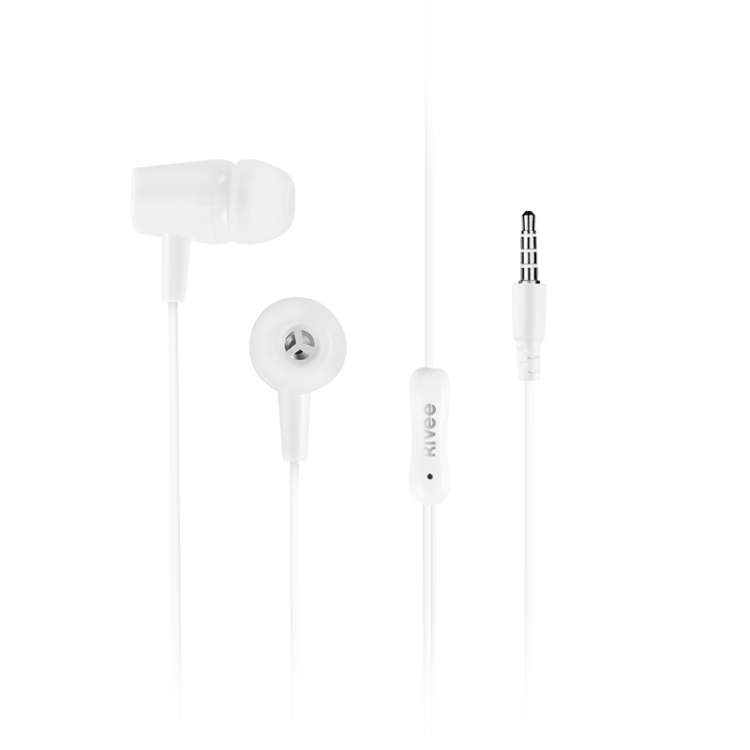 KIVEE KV-MT50 3.5mm Jack Wire-controlled Wired Music Earphone, Supports Calls, Cable L ... (White)