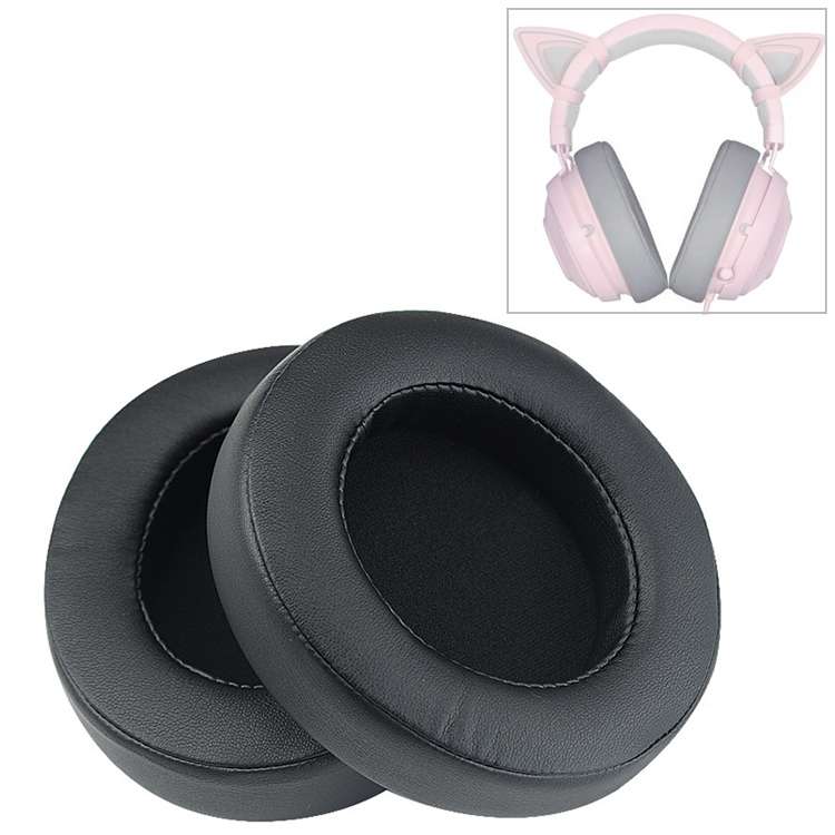 2 PCS For Razer Kraken 7.1 V2 Pro Headphone Cushion Sponge Black Net Cover Earmuffs Replacement Ea