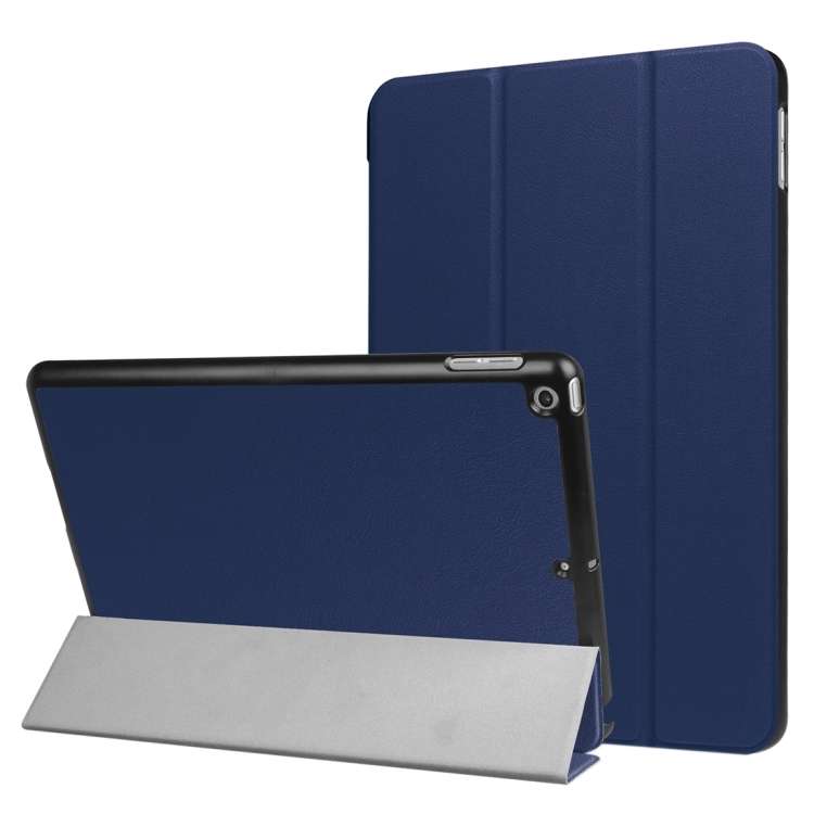 For iPad 9.7 (2018) & iPad 9.7 (2017) Custer Texture Horizontal Flip Leather Case ... (Dark Blue)