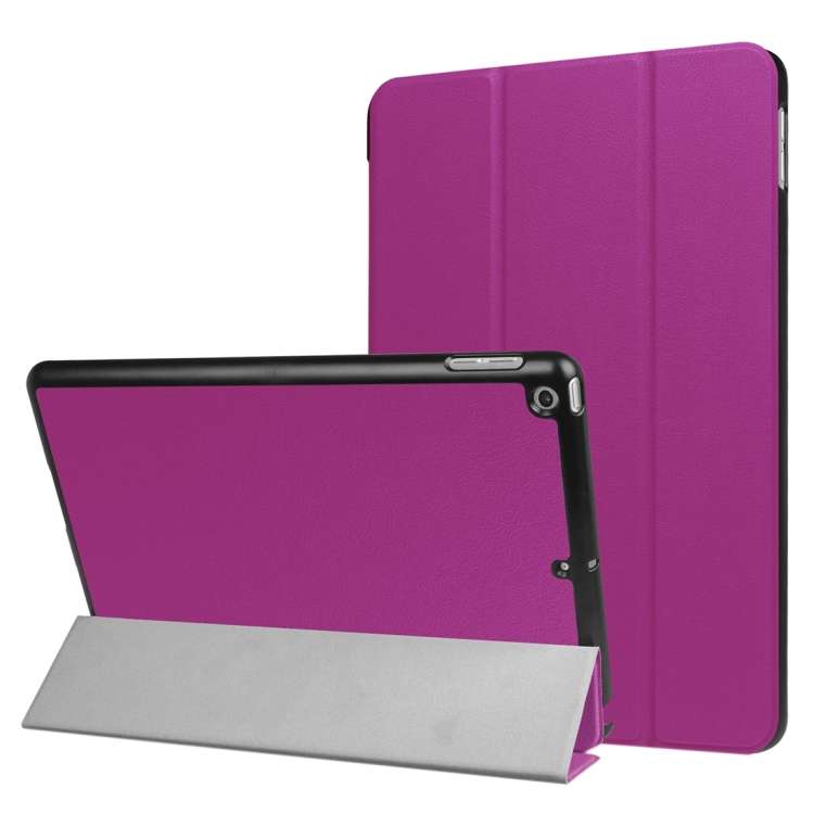 For iPad 9.7 (2018) & iPad 9.7 (2017) Custer Texture Horizontal Flip Leather Case wit ... (Purple)