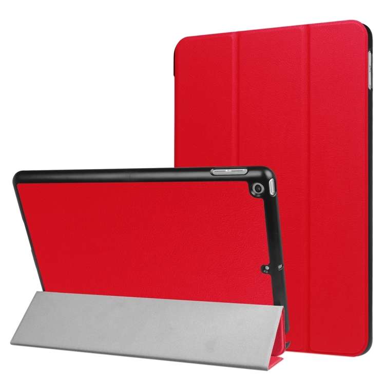 For iPad 9.7 (2018) & iPad 9.7 (2017) Custer Texture Horizontal Flip Leather Case with T ... (Red)