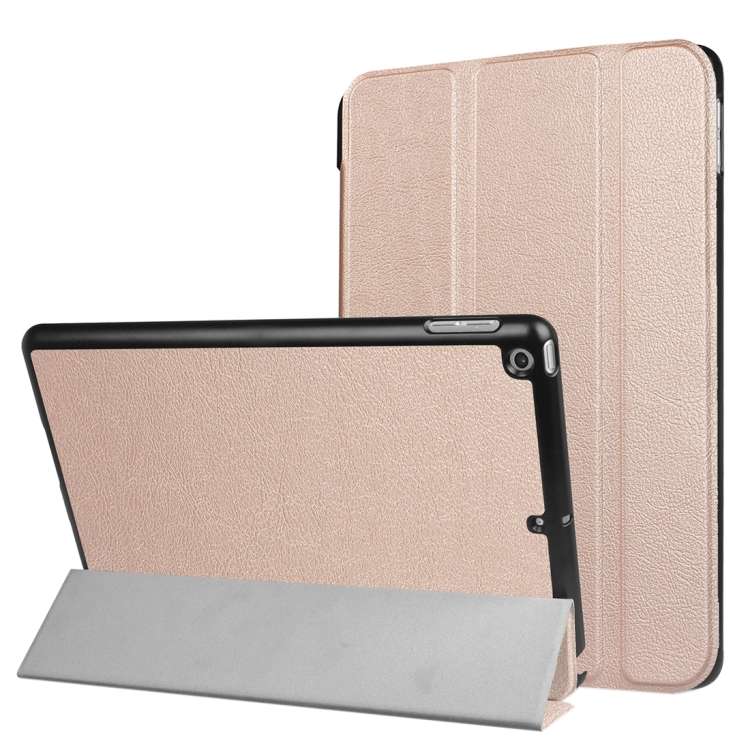 For iPad 9.7 (2018) & iPad 9.7 (2017) Custer Texture Horizontal Flip Leather Case ... (Rose Gold)