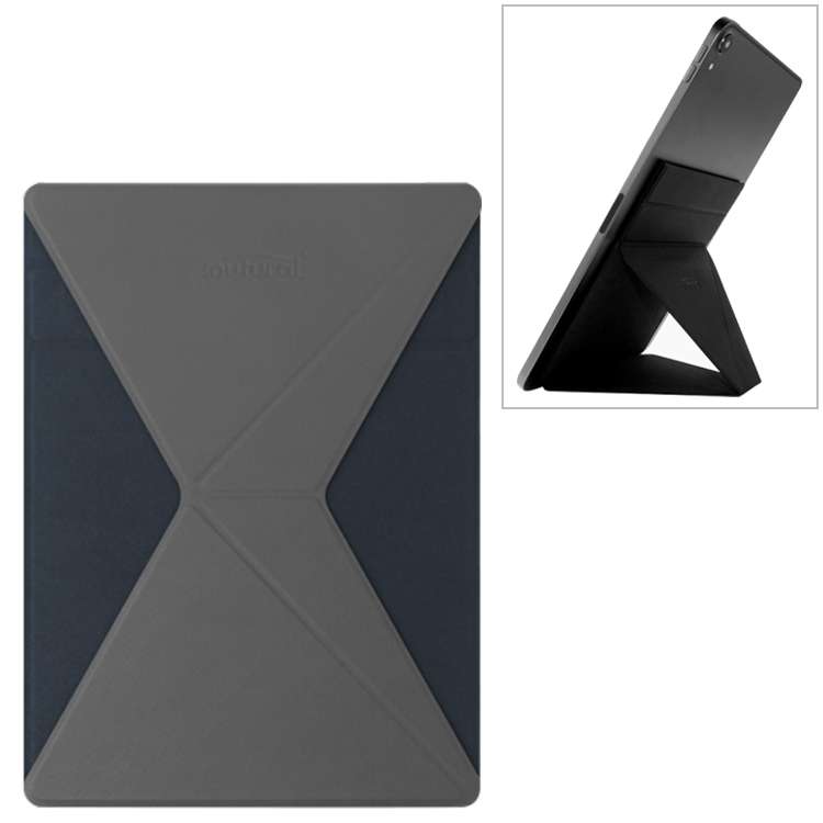 Mutural For iPad 9.7 inch-12.9 inch PU Leather Angle Adjustable Adhesive Tablet PC Invi ... (Grey)