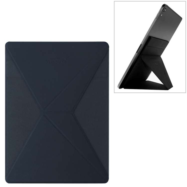 Mutural For iPad 9.7 inch-12.9 inch PU Leather Angle Adjustable Adhesive Tablet PC Invi ... (Blue)
