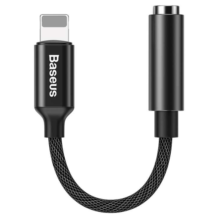 Baseus L3.5 8 Pin Male to 3.5mm Female Adapter with Cable(Black)