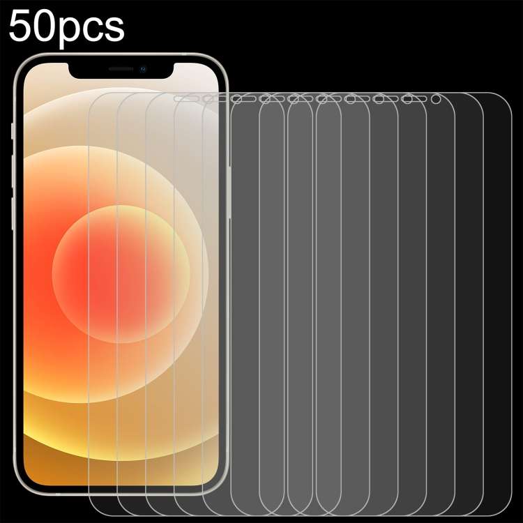 For iPhone 12 / 12 Pro 50pcs 0.26mm 9H 2.5D Tempered Glass Film (Open Hole)
