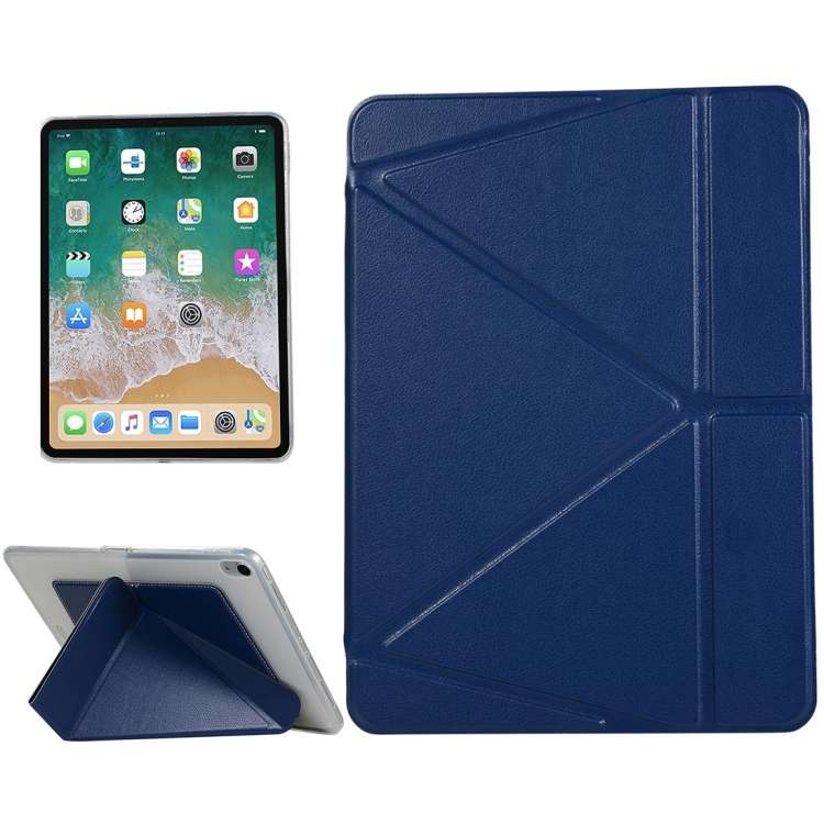 PU Leather Case for iPad Pro 11 inch (2018), with Multi-folding Holder & Sleep / W ... (Dark Blue)