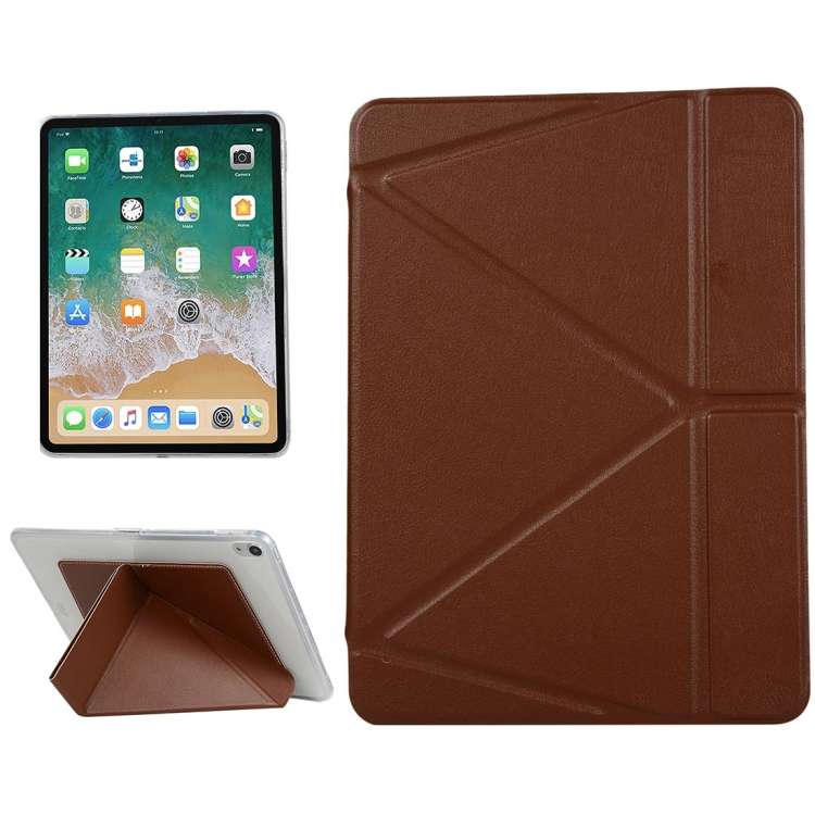 PU Leather Case for iPad Pro 11 inch (2018), with Multi-folding Holder & Sleep / Wake ... (Brown)