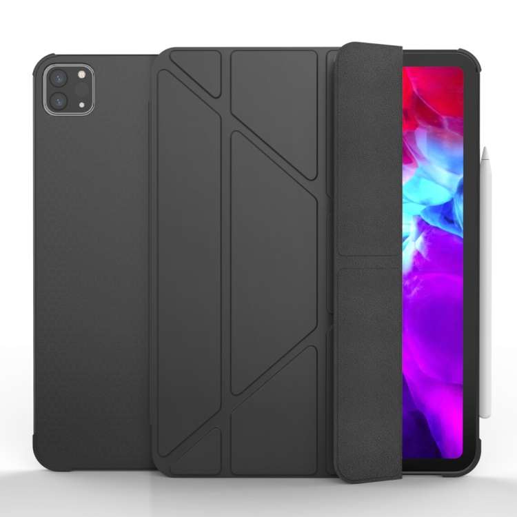 Multi-folding TPU Leather Tablet Case for iPad Pro 11 2022 / 2021 / 2020 / 2018 (Black)