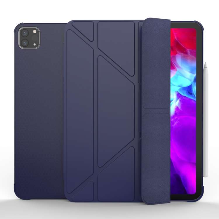 Multi-folding TPU Leather Tablet Case for iPad Pro 11 2022 / 2021 / 2020 / 2018 (Dark Blue)