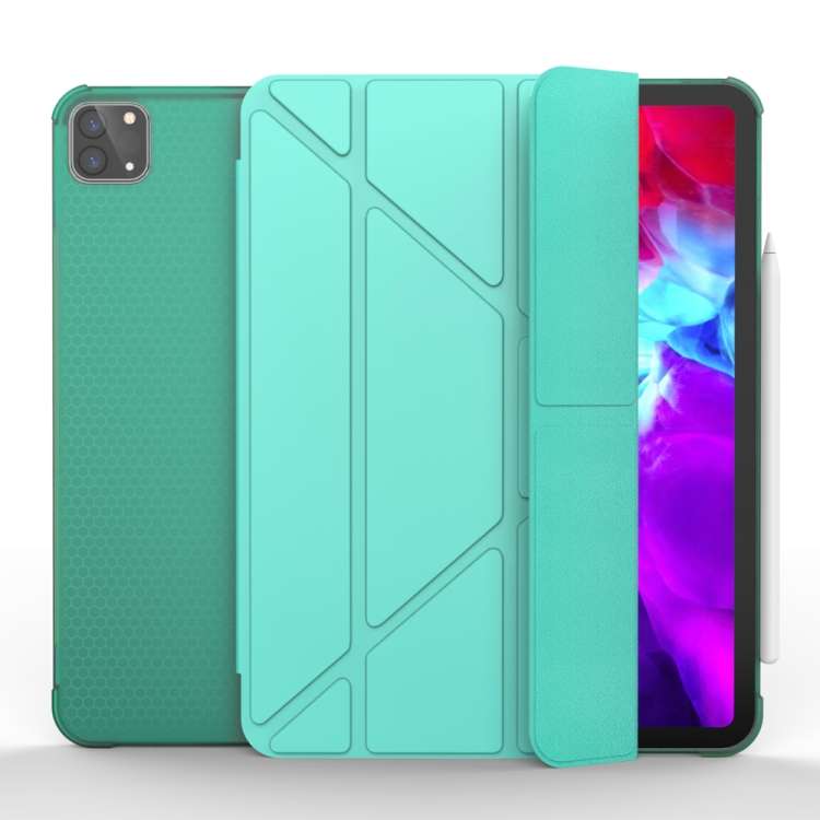Multi-folding TPU Leather Tablet Case for iPad Pro 11 2022 / 2021 / 2020 / 2018 (Mint Green)