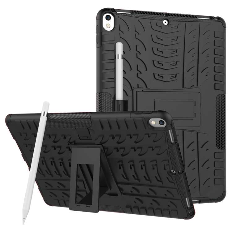 Tire Texture TPU+PC Shockproof Case for iPad Air 2019 / Pro 10.5 inch, with Holder & P ... (Black)