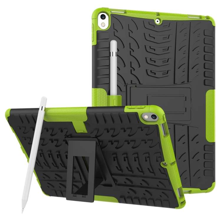 Tire Texture TPU+PC Shockproof Case for iPad Air 2019 / Pro 10.5 inch, with Holder & P ... (Green)