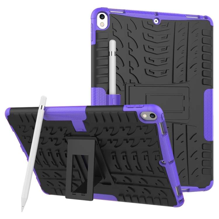 Tire Texture TPU+PC Shockproof Case for iPad Air 2019 / Pro 10.5 inch, with Holder & ... (Purple)