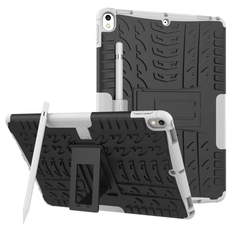 Tire Texture TPU+PC Shockproof Case for iPad Air 2019 / Pro 10.5 inch, with Holder & P ... (White)