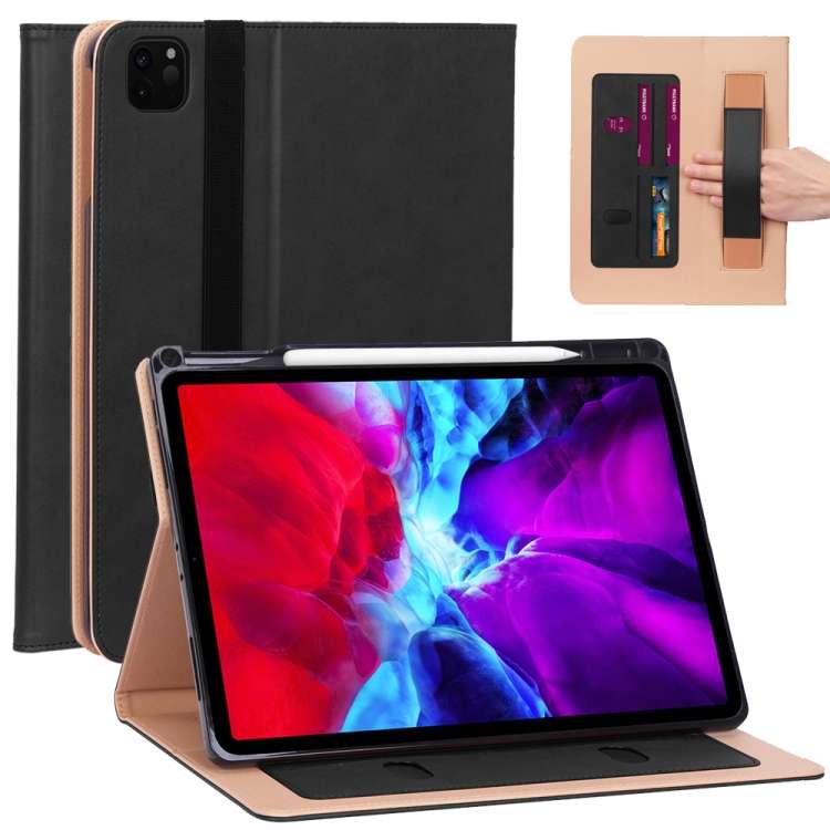 For iPad Pro 12.9 (2020) Retro Texture PU + TPU Horizontal Flip Leather Tablet Case wi ... (Black)