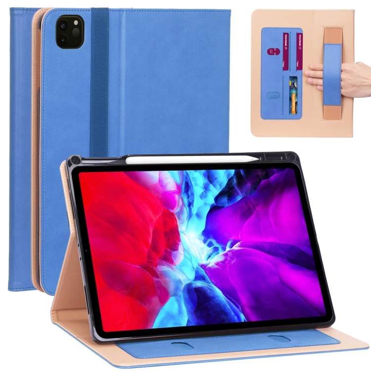 For iPad Pro 12.9 (2020) Retro Texture PU + TPU Horizontal Flip Leather Tablet Case wit ... (Blue)