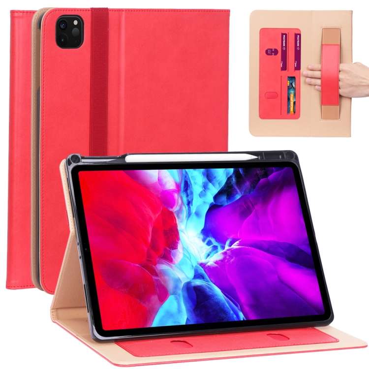 For iPad Pro 12.9 (2020) Retro Texture PU + TPU Horizontal Flip Leather Tablet Case with ... (Red)