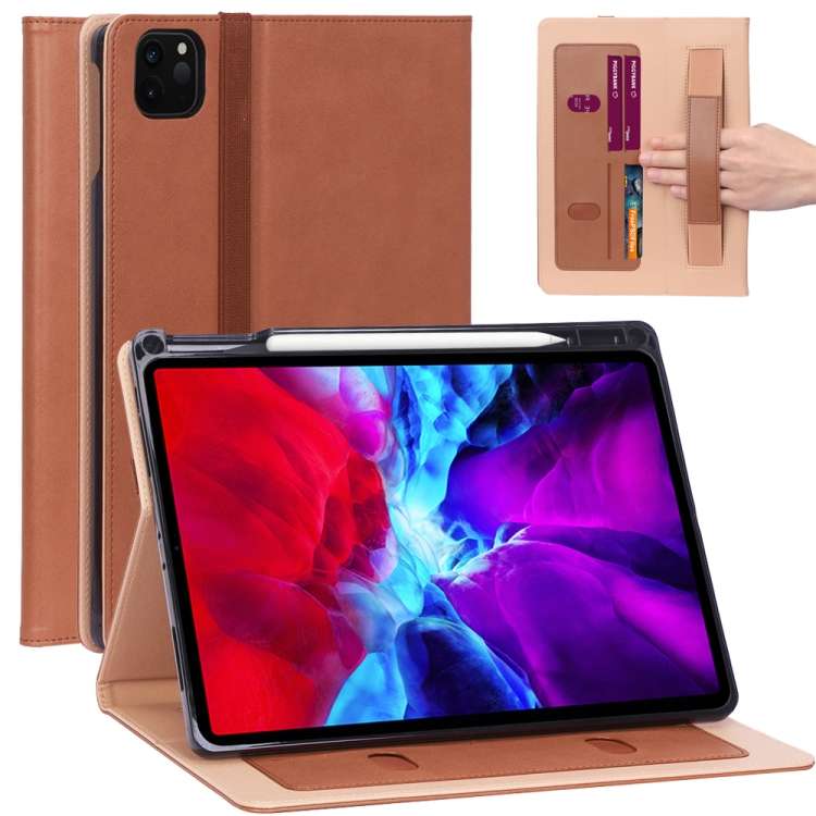 For iPad Pro 12.9 (2020) Retro Texture PU + TPU Horizontal Flip Leather Tablet Case wi ... (Brown)