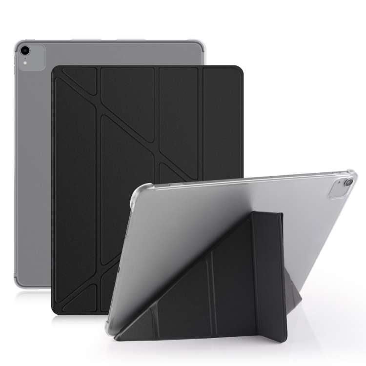 Multi-folding Shockproof PC + PU Leather Protective Case for iPad Pro 12.9 2018 / 2020 ... (Black)