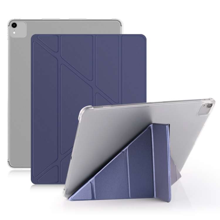 Multi-folding Shockproof PC + PU Leather Protective Case for iPad Pro 12.9 2018 ... (Dark Blue)