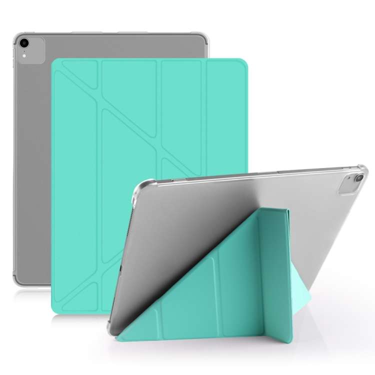 Multi-folding Shockproof PC + PU Leather Protective Case for iPad Pro 12.9 2018 ... (Mint Green)