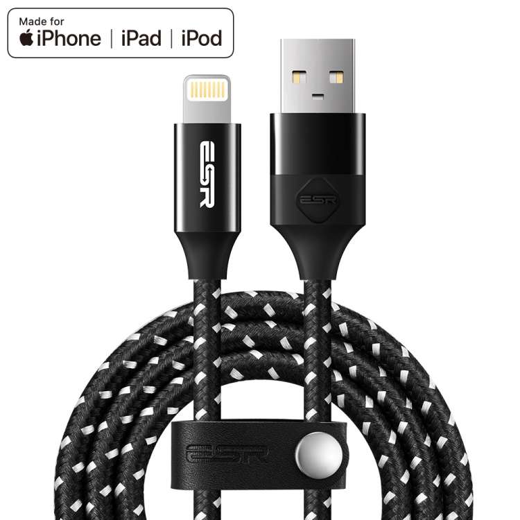 ESR 2m 2.4A MFI Certificated USB to 8 Pin Nylon Braided Fast Charging Cable